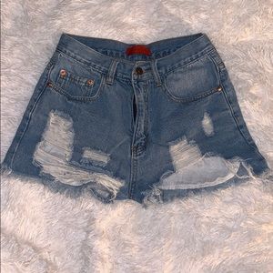 High waisted jean shorts